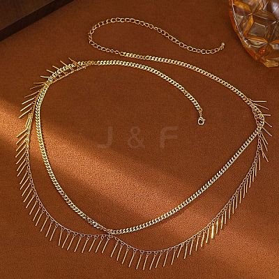 Alloy Tassel Double Layer Waist Belly Chains for Women FS-WG82127-01-1
