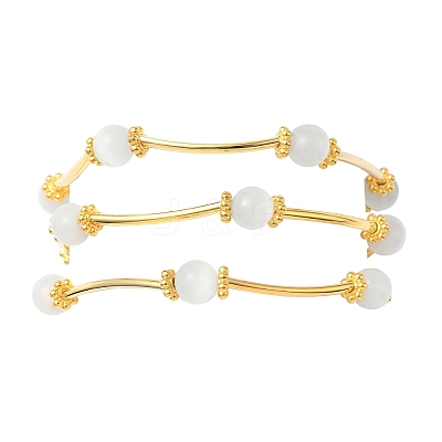 Cat Eye Round Beads Multi-strand Bracelets for Women BJEW-JB12338-02-1