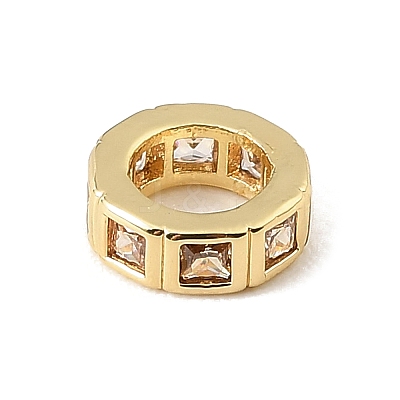 Brass Pave Cubic Zirconia European Beads CU-CBA389D-02G-1