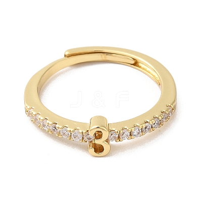 Rack Plating Brass Clear Cubic Zirconia Number 3 Adjustable Rings for Women RJEW-S407-09G-03-1
