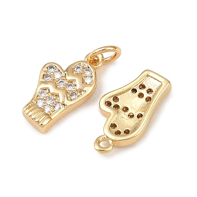 Christmas Brass Micro Pave Cubic Zirconia Charms KK-L255-18G-06-1