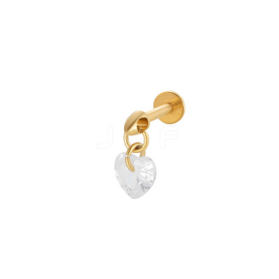 Titanium Alloy Cubic Zirconia 17 Gauge Heart Internally Threaded Labrets WG71E87-08-1