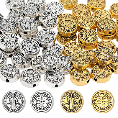 60Pcs 2 Colors Tibetan Style Alloy Beads EAER-SC0001-01-1