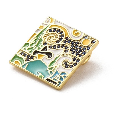 Brass Micro Pave Cubic Zirconia Pendants with Enamel KK-H458-07G-02-1