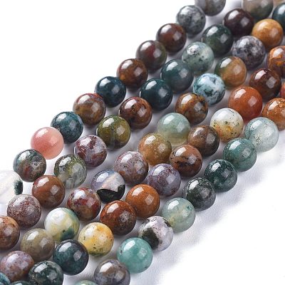 Natural Ocean Jasper/Ocean Agate Beads Strands G-K416-08-6mm-1