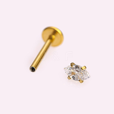 316L Stainless Steel Clear Cubic Zirconia Threadless Labret Stud WGB6B2D-04-1