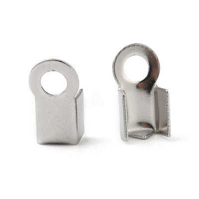 Tarnish Resistant 304 Stainless Steel Fold Over Crimp Cord Ends STAS-M009-01A-1