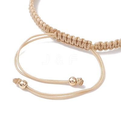 Brass Beaded Braided Bead Bracelets BJEW-JB12817-01-1