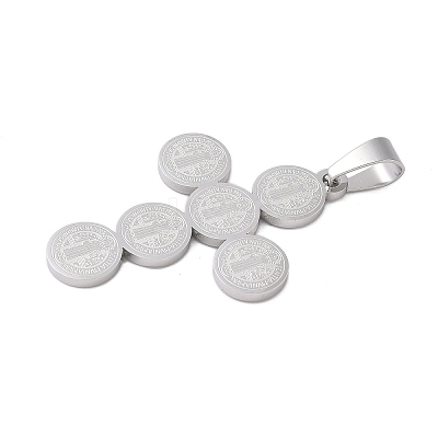Tarnish Resistant 304 Stainless Steel Saint Benedict Medal Cross Pendants STAS-F012-12-1