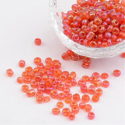 Transparent Rainbow Colours Round Glass Seed Beads X-SEED-A007-4mm-169B-1
