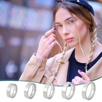 20Pcs 5 Styles 304 Stainless Steel Finger Rings for Men RJEW-UN0003-12-1