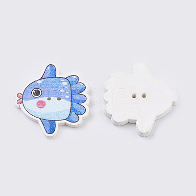 Printed Wooden Buttons BUTT-K007-02-1