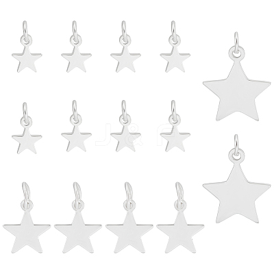 14Pcs 3 Styles 925 Sterling Silver Star Charms STER-BC0003-10-1