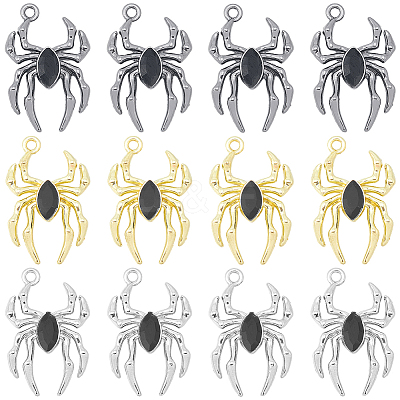 24Pcs 3 Colors Blank Glass Spider Pendant FIND-SC0006-47-1