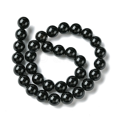 Natural Dyed & Heated Black Onyx Round Beads Strand X-G-L087-12mm-01-1