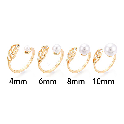 Leaf Brass Micro Pave Cubic Zirconia Cup Peg Ring Settings KK-N274-07G-1