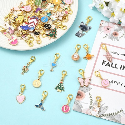50Pcs Alloy Enamel Pendant Decorations HJEW-YW00386-1