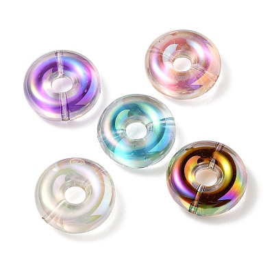 UV Plating Rainbow Iridescent Acrylic Beads X-OACR-P010-17-1