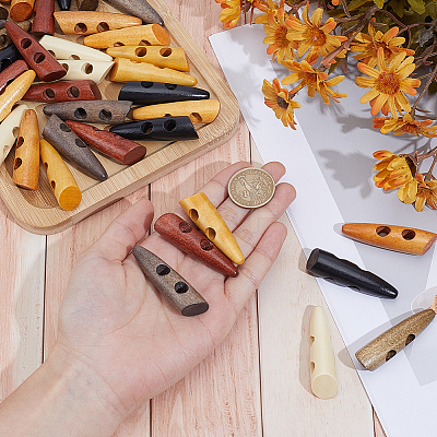 56Pcs 7 Colors 2-Hole Wood Buttons BUTT-GF0004-26-1
