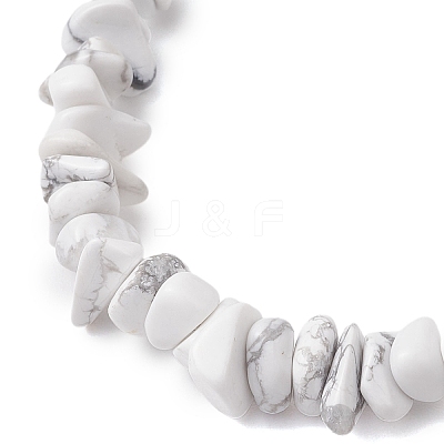 Synthetic White Howlite Chip Beaded Stretch Bracelets for Women Men BJEW-JB10652-05-1