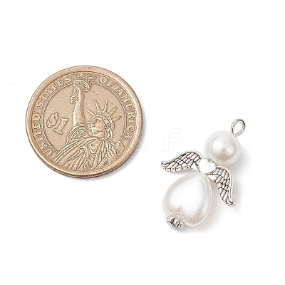 Glass Pearl Round Beads & ABS Plastic Imitation Pearl Beads Pendants PALLOY-JF04094-01-1