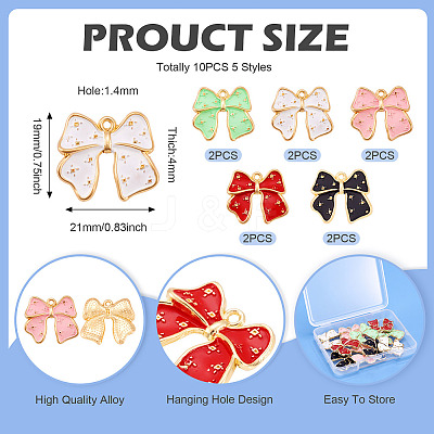 10Pcs 5 Colors Spray Painted Alloy Pendants FIND-TA0005-16-1