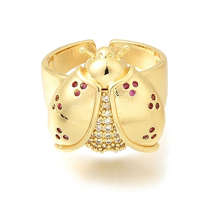 Brass Micro Pave Cubic Zirconia Cuff Open Rings RJEW-D346-01G-01-1