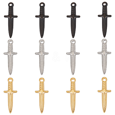 12Pcs 3 Style 304 Stainless Steel Pendants STAS-UN0042-75-1