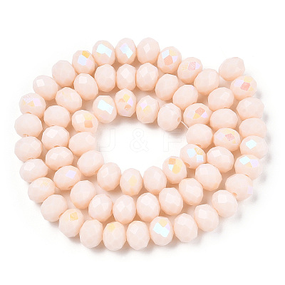 Electroplate Opaque Solid Color Glass Beads Strands X1-EGLA-A034-P6mm-L20-1