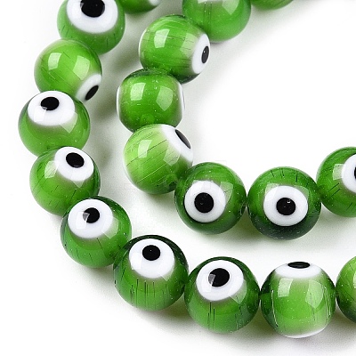 Handmade Evil Eye Lampwork Beads Strands LAMP-N024-32A-1