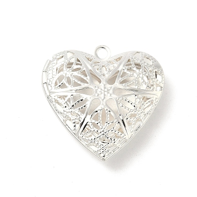 Hollow Heart Brass Locket Pendants KK-K414-12C-S-1