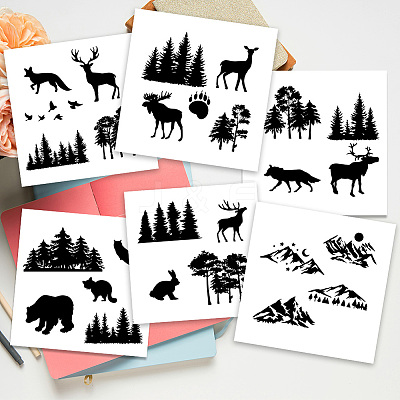 6Pcs Plant PVC Plastic Waterproof Self-adhesive Stickers Set DIY-WH0692-006-1