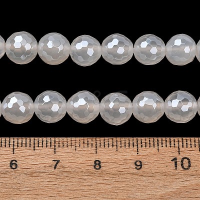 Electroplated Natural Agate Beads Strands G-B191-A07-8mm-20-1