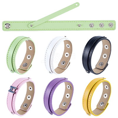 6Pcs 6 Colors PU Leather Cord Bracelets BJEW-CL0001-33-1