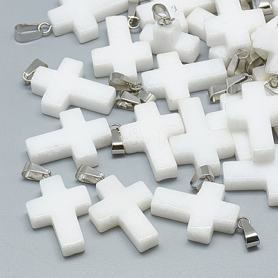 Natural White Jade Pendants G-T080-23-1