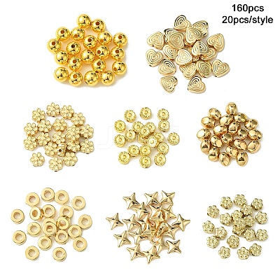 160Pcs 8 Styles CCB Plastic Beads CCB-YW0001-35-1