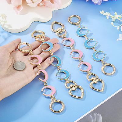 4Pcs 4 Styles Alloy Enamel Moon Link Chain Bag Extension Chains AJEW-TA0003-13-1