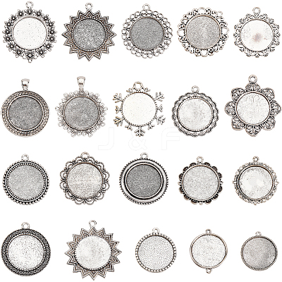 20Pcs 20 Style Alloy Pendant Cabochon Settings FIND-SC0015-93-1