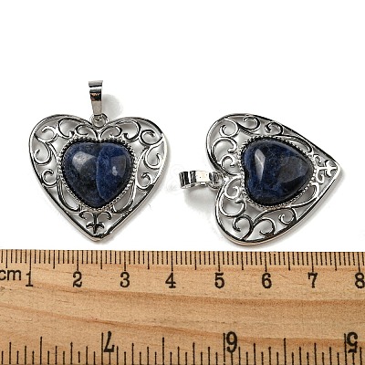 Natural Sodalite Peach Love Heart Pendants G-G158-01P-1