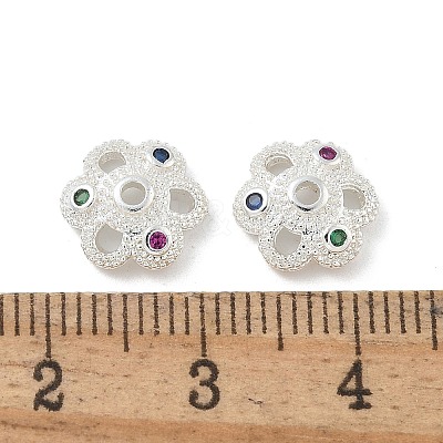 Brass Micro Pave Cubic Zirconia Bead Caps ZIRC-F141-18S-02-1