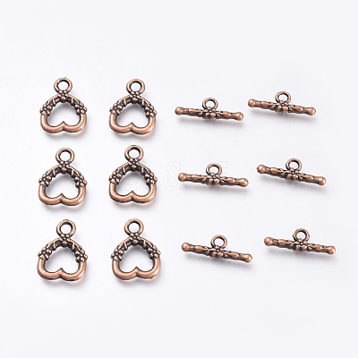 Tibetan Style Alloy Heart Toggle Clasps PALLOY-J471-27R-1