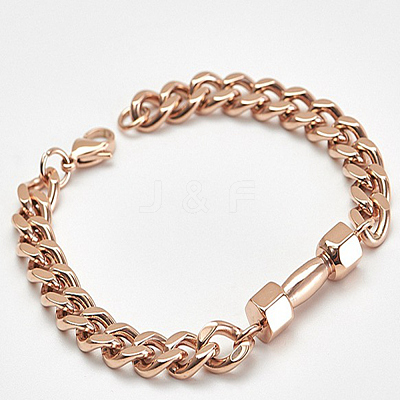 304 Stainless Steel Cuban Link Chain Bracelets for Men FS-WGF5D74-02-1