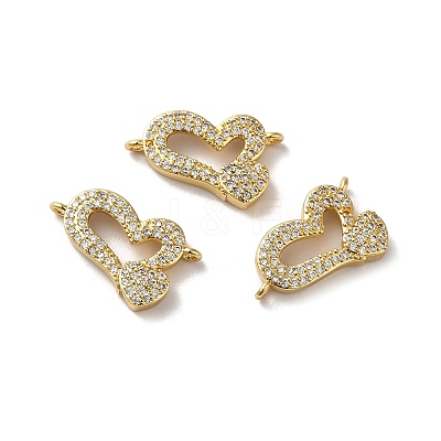 Eco-Friendly Rack Plating Brass Micro Pave Clear Cubic Zirconia Connector Charms KK-F853-27G-1