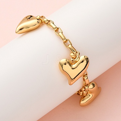 304 Stainless Steel Heart Charms Bracelets BJEW-G758-02G-1