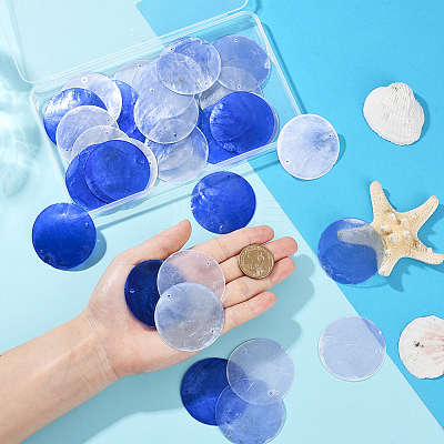 48Pcs 3 Colors Natural Capiz Shell Connector Charms BSHE-SC0001-27-1