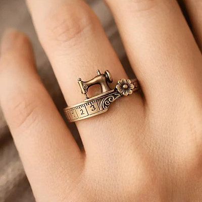 Alloy Sewing Machine Cuff Open Rings WG3E64F-01-1