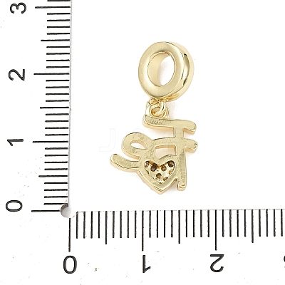 Brass Micro Pave Clear Cubic Zirconia European Dangle Charms LS-KK-B159-06G-1