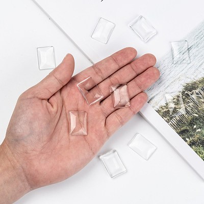 Transparent Rectangle Glass Cabochons GGLA-R025-25x18-1