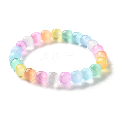 Dyed Natural Selenite Round Beaded Stretch Bracelets for Women BJEW-G731-01A-1