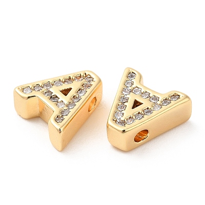 Brass Micro Pave Cubic Zirconia Beads KK-F855-03G-A-1